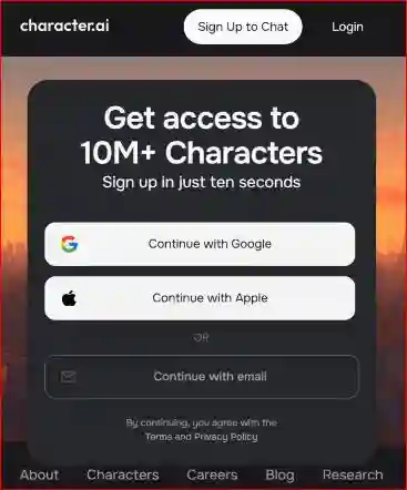 Character AI 3 Character AI login pages